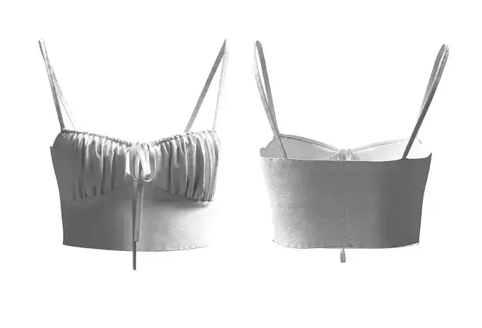 Ella front shirring ribbon top 3D Model women crop top