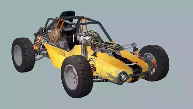 Post-Apocalypse Buggy Car A With Gunholder 3D Model