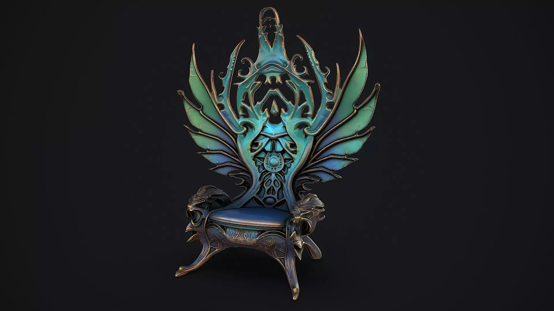 Fantasy Throne 12 game ready 3d model Low-poly 3D model_3