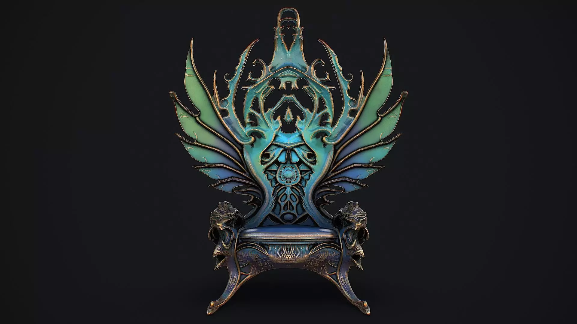 Fantasy Throne 12 game ready 3d model Low-poly 3D model_7