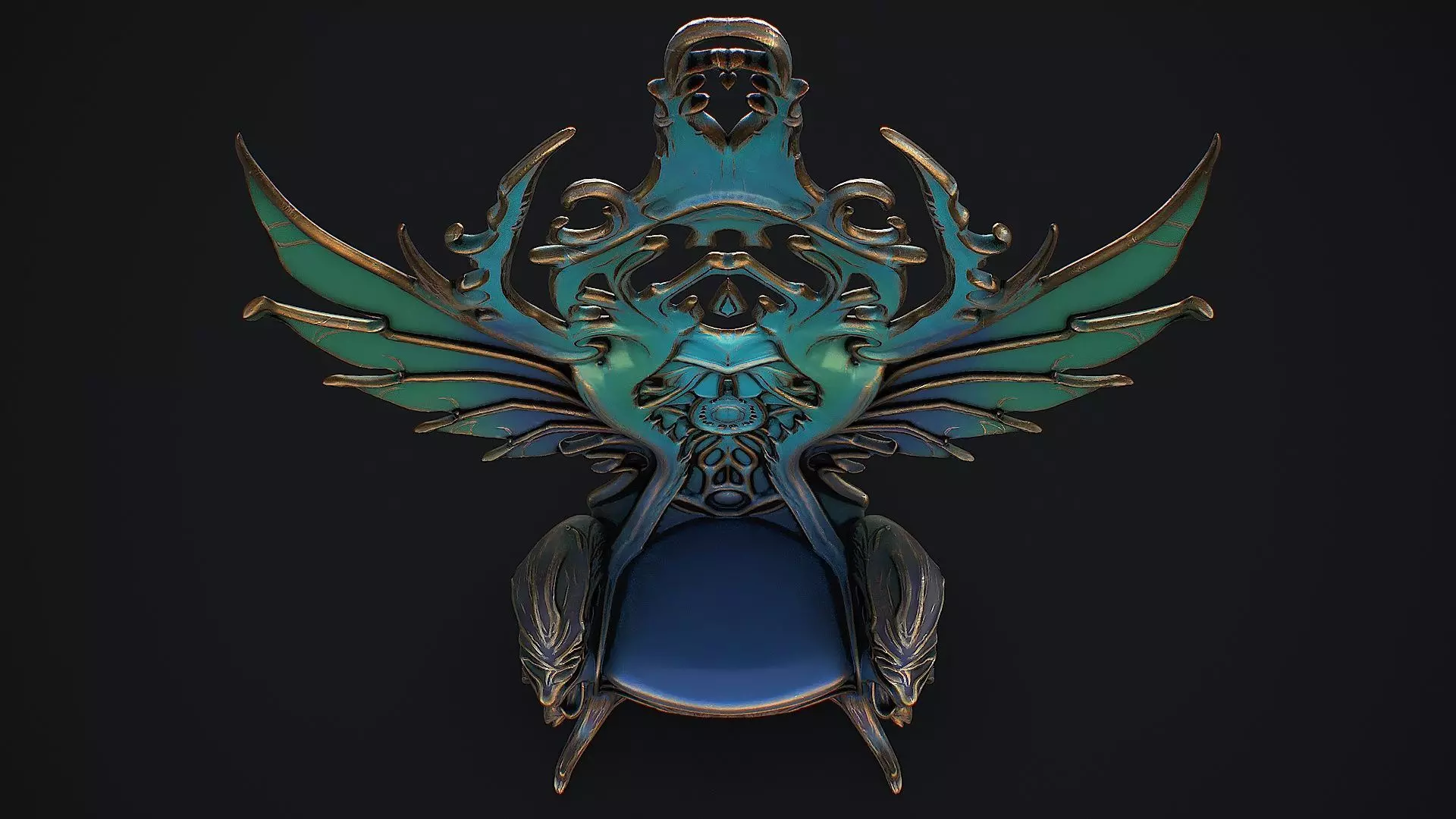 Fantasy Throne 12 game ready 3d model Low-poly 3D model_11