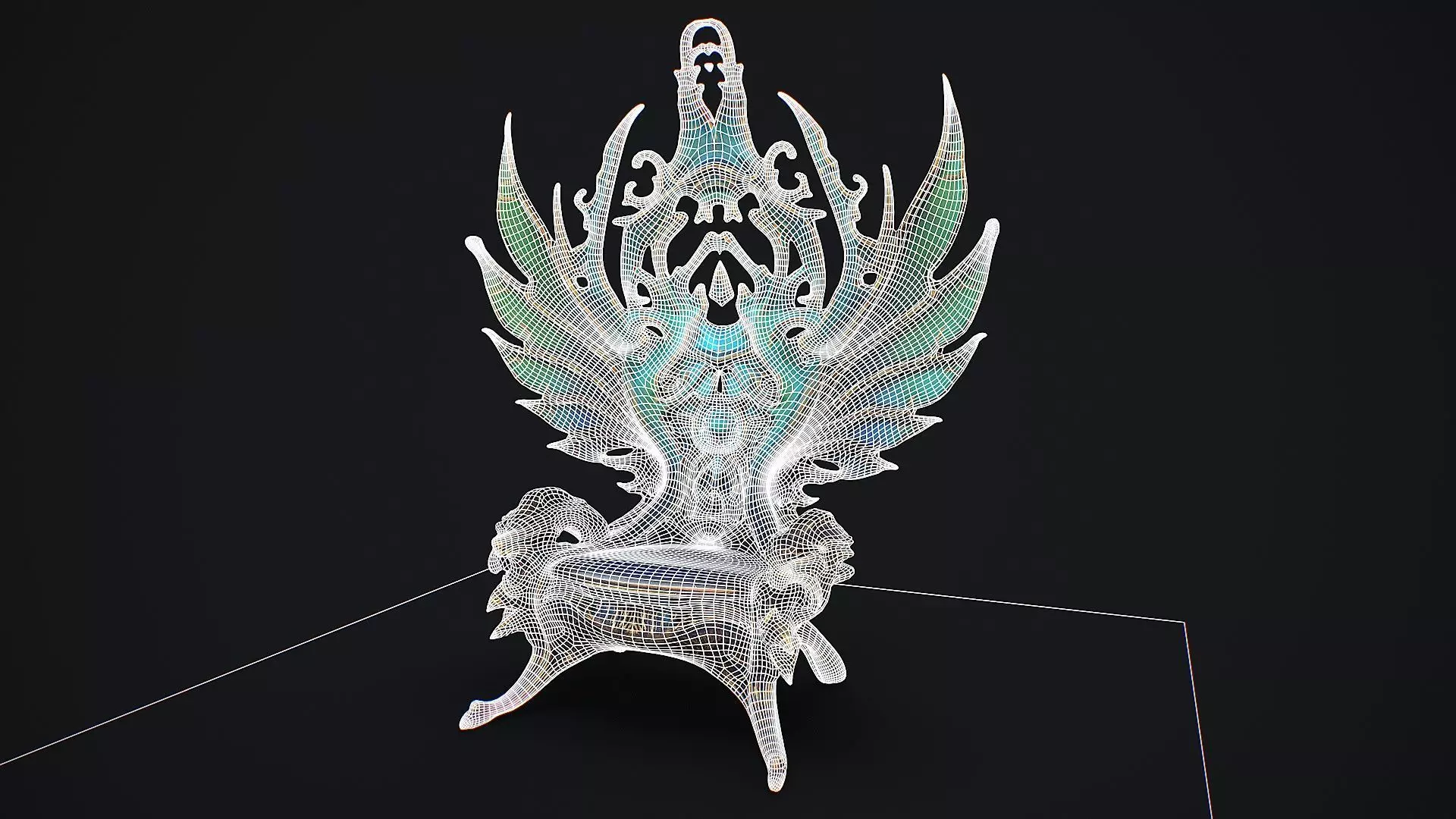 Fantasy Throne 12 game ready 3d model Low-poly 3D model_4