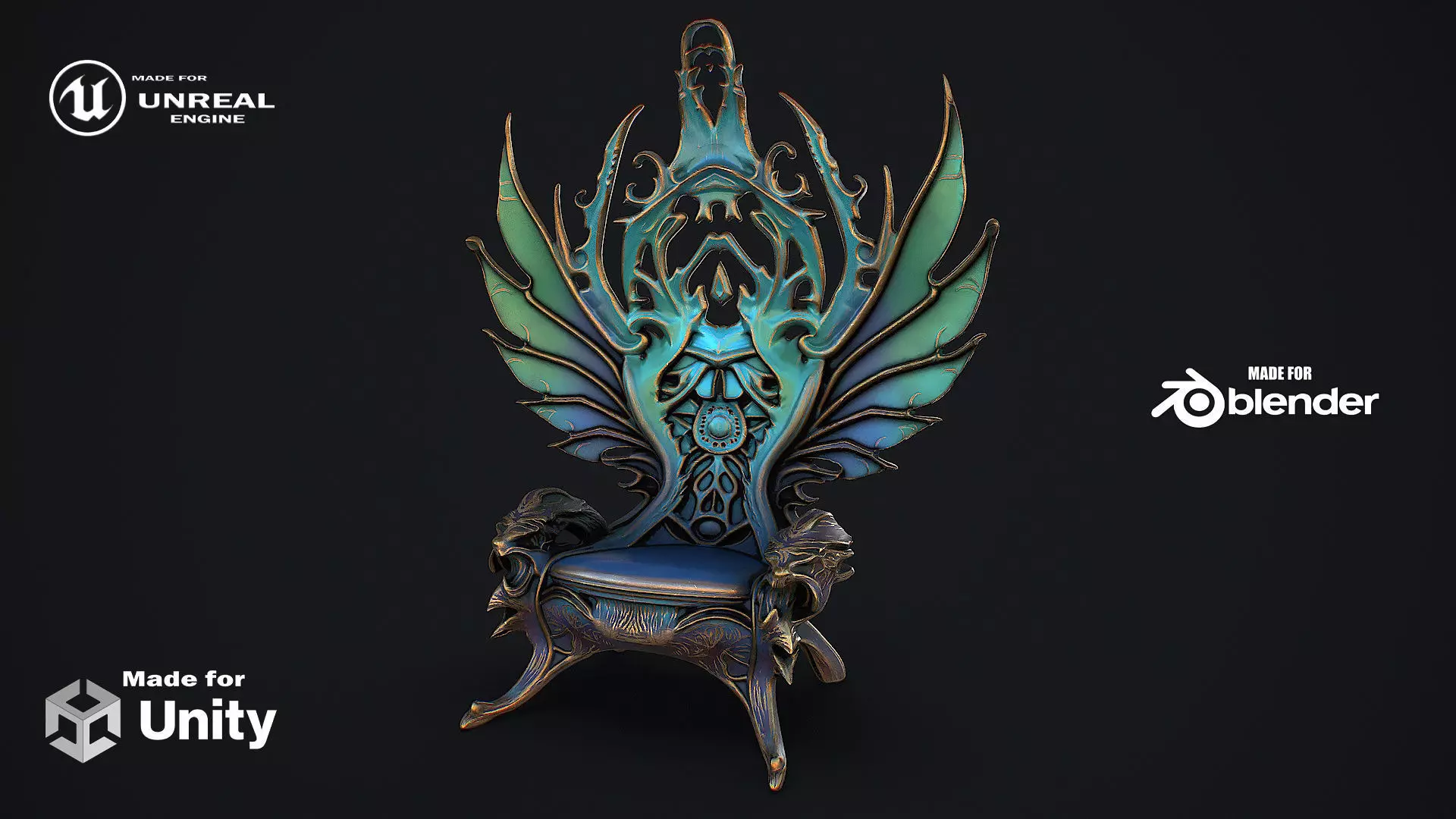 Fantasy Throne 12 game ready 3d model Low-poly 3D model_0