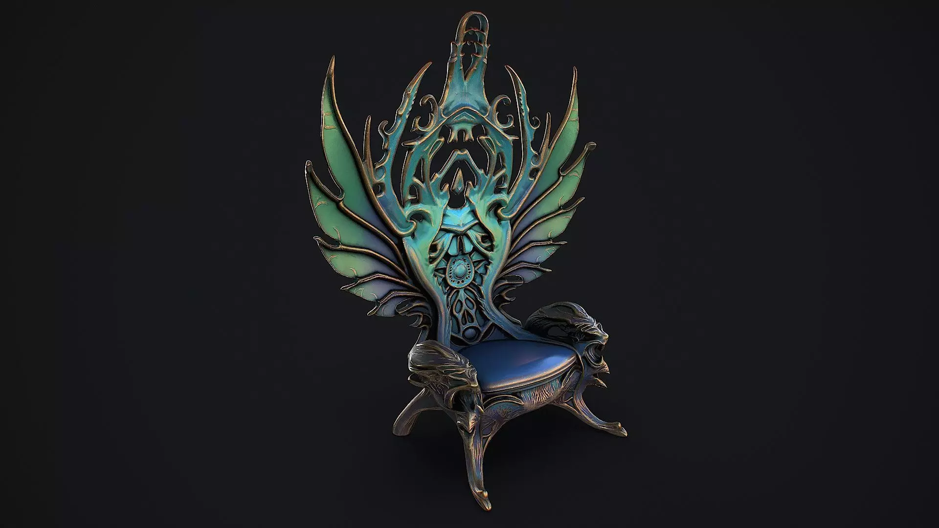 Fantasy Throne 12 game ready 3d model Low-poly 3D model_5