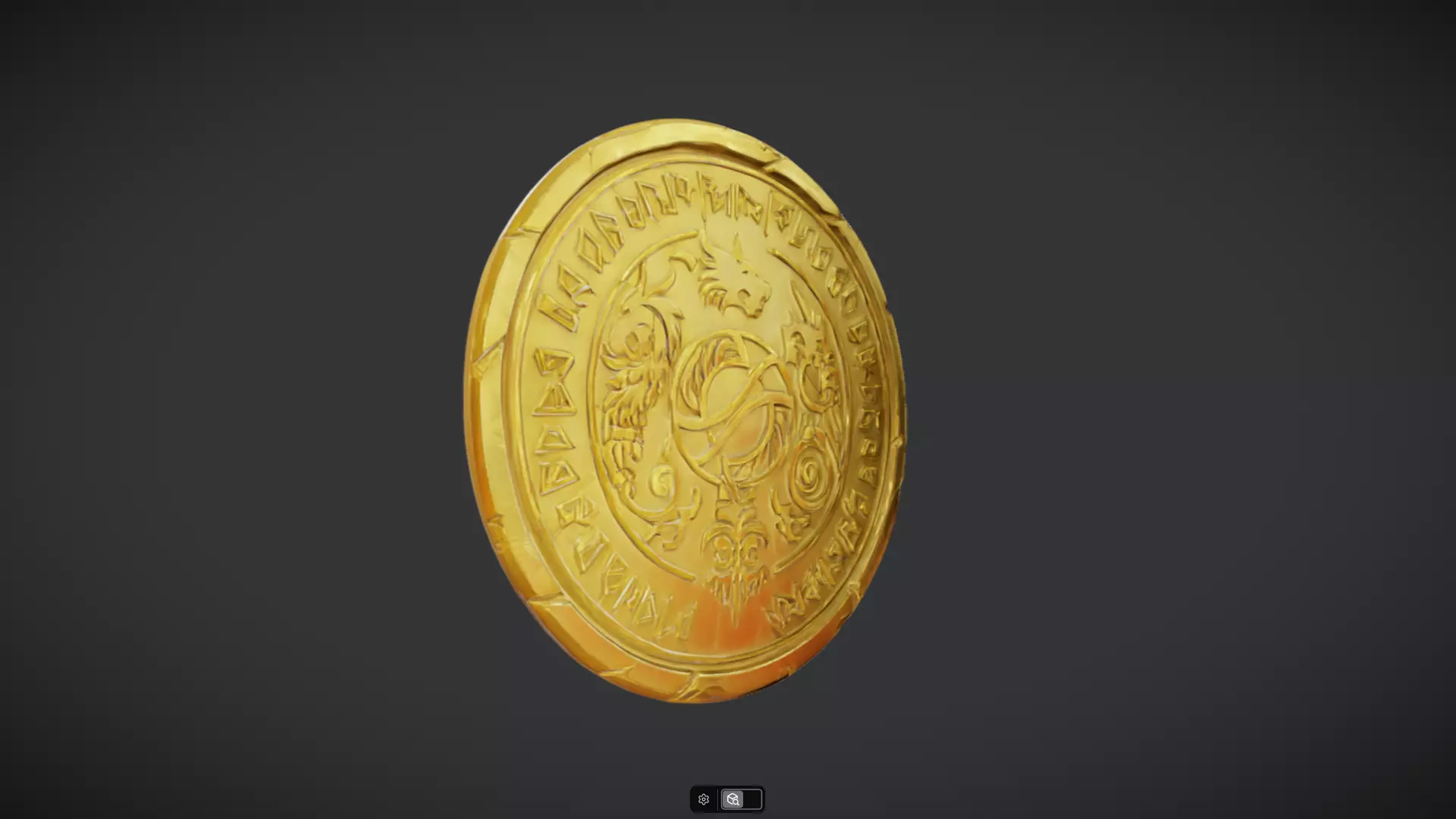 gold coin with mythic engravings 3D model_19