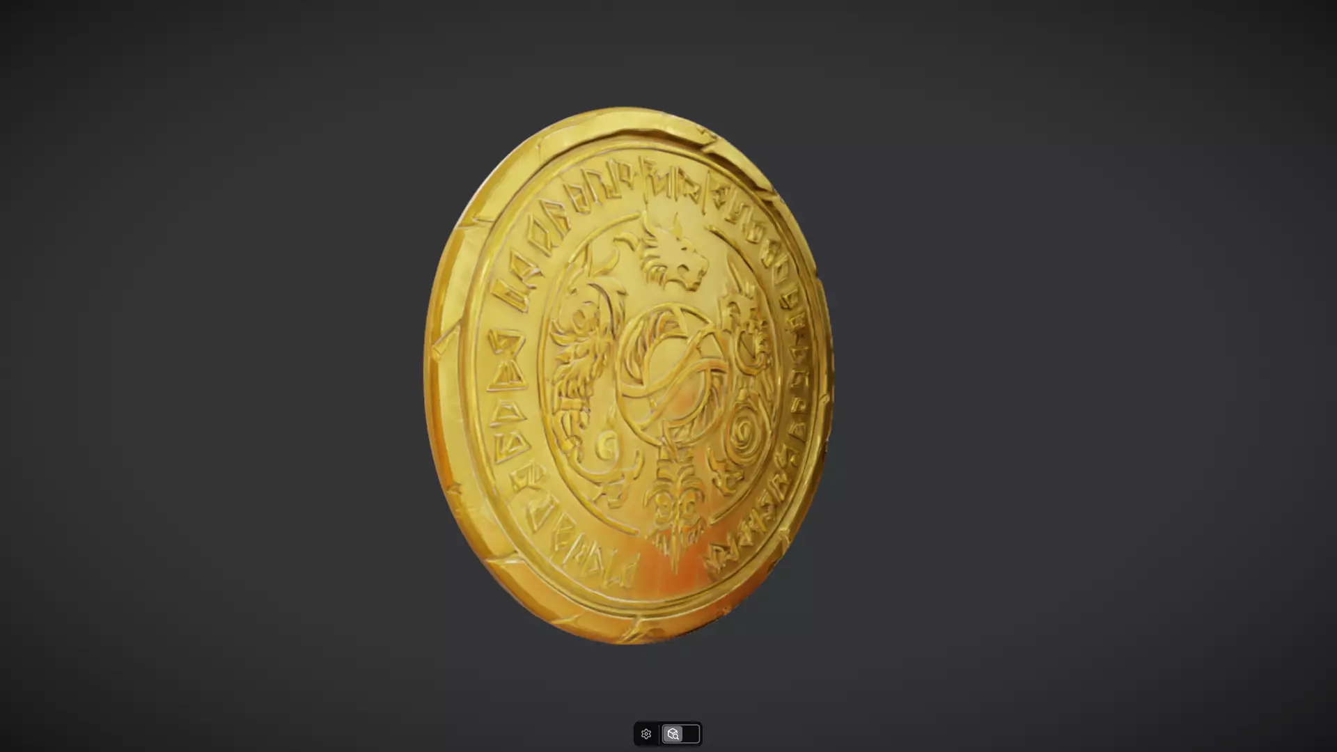 gold coin with mythic engravings 3D model_5