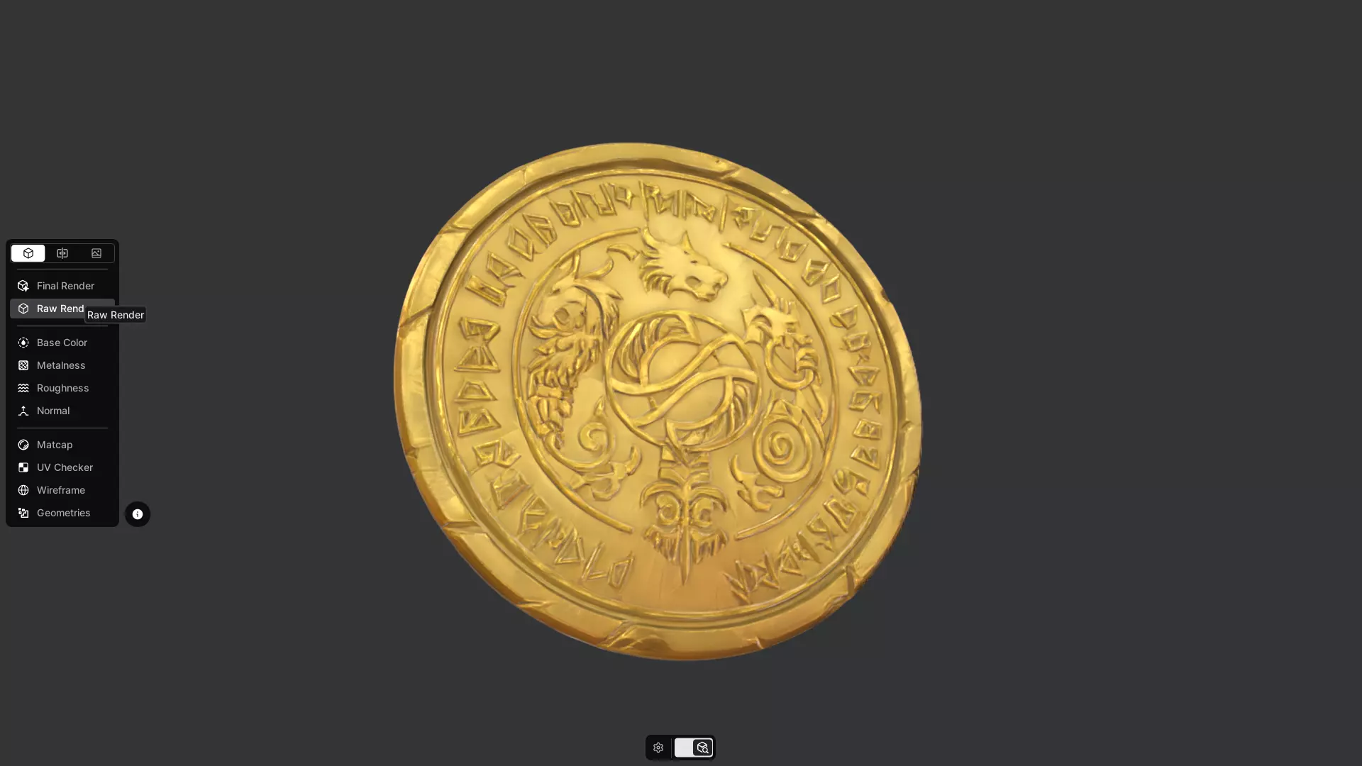 gold coin with mythic engravings 3D model_16