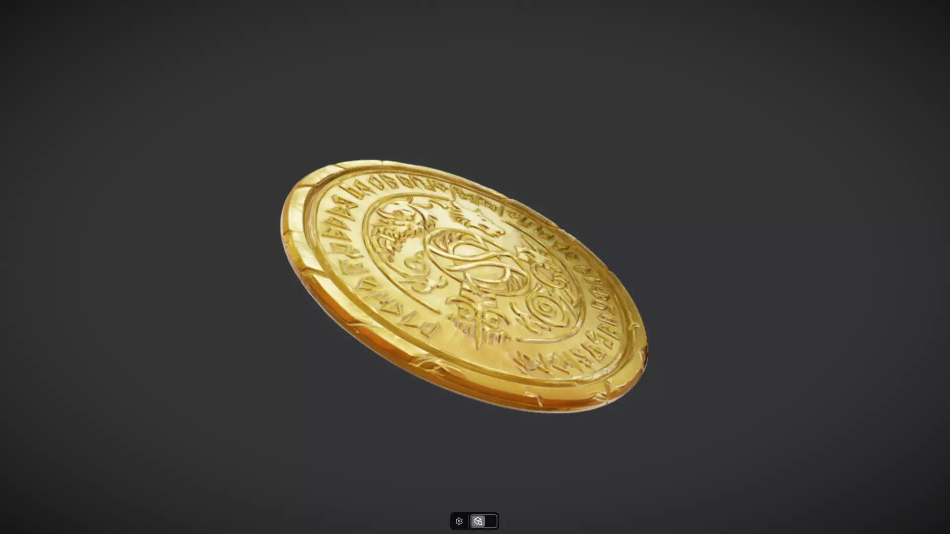 gold coin with mythic engravings 3D model_10