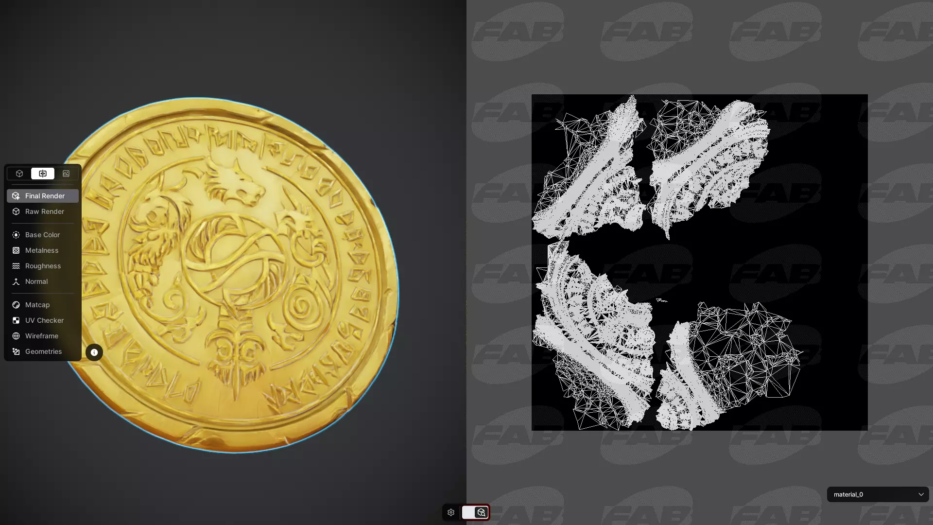 gold coin with mythic engravings 3D model_1