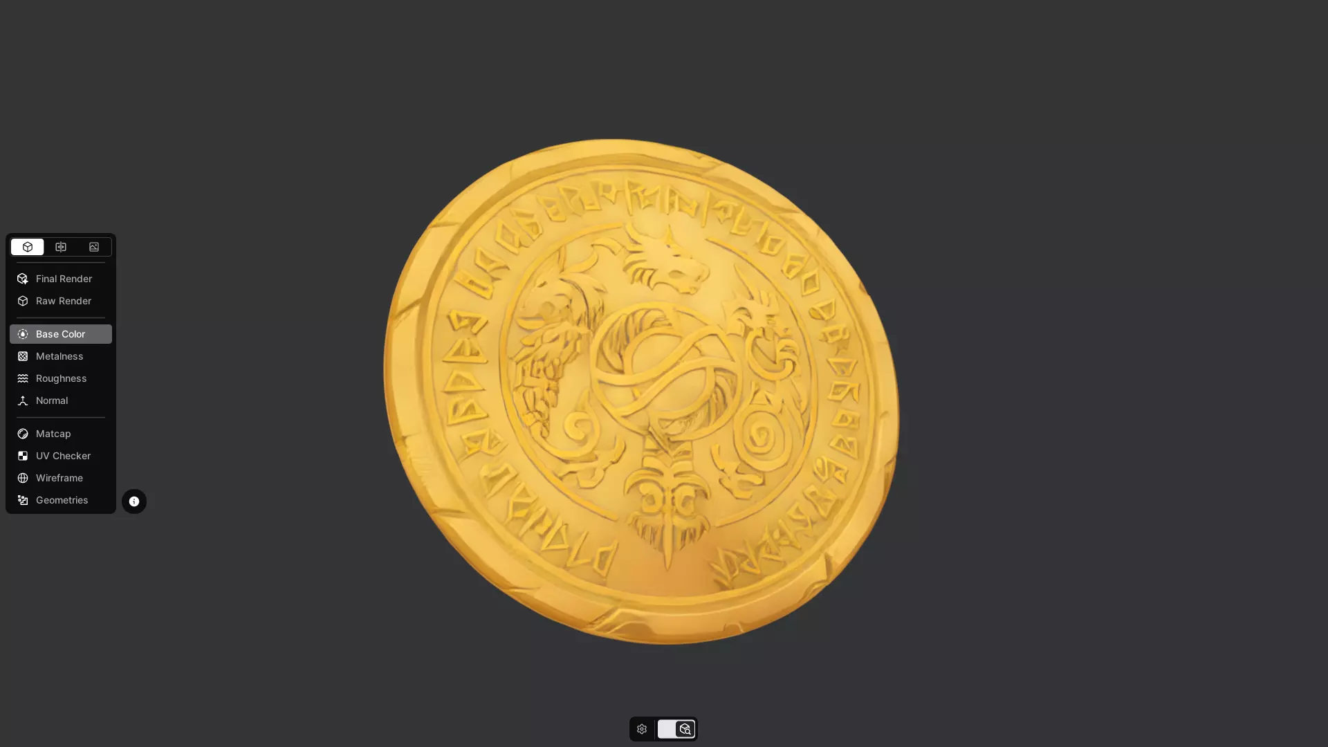 gold coin with mythic engravings 3D model_9
