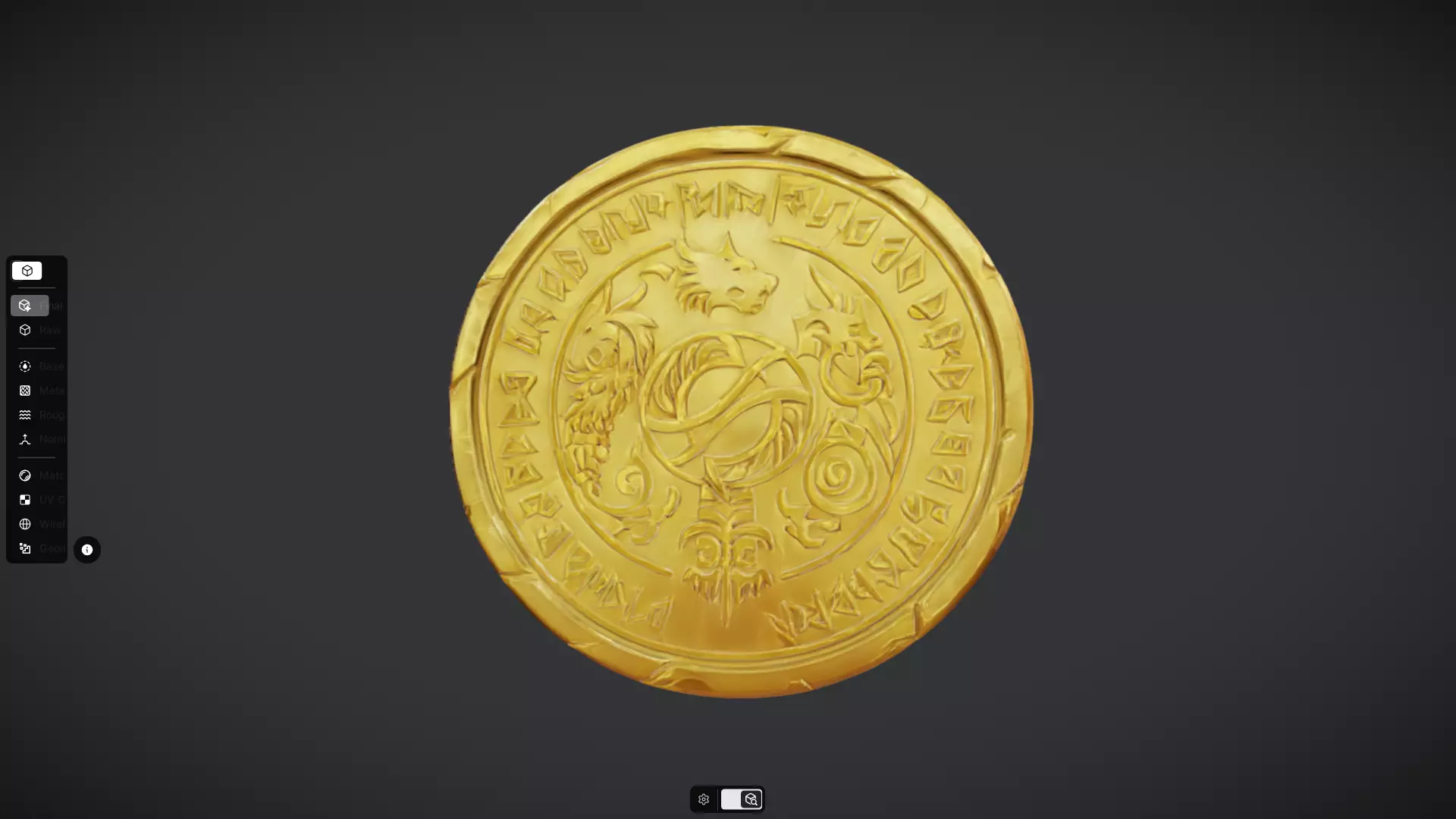 gold coin with mythic engravings 3D model_18