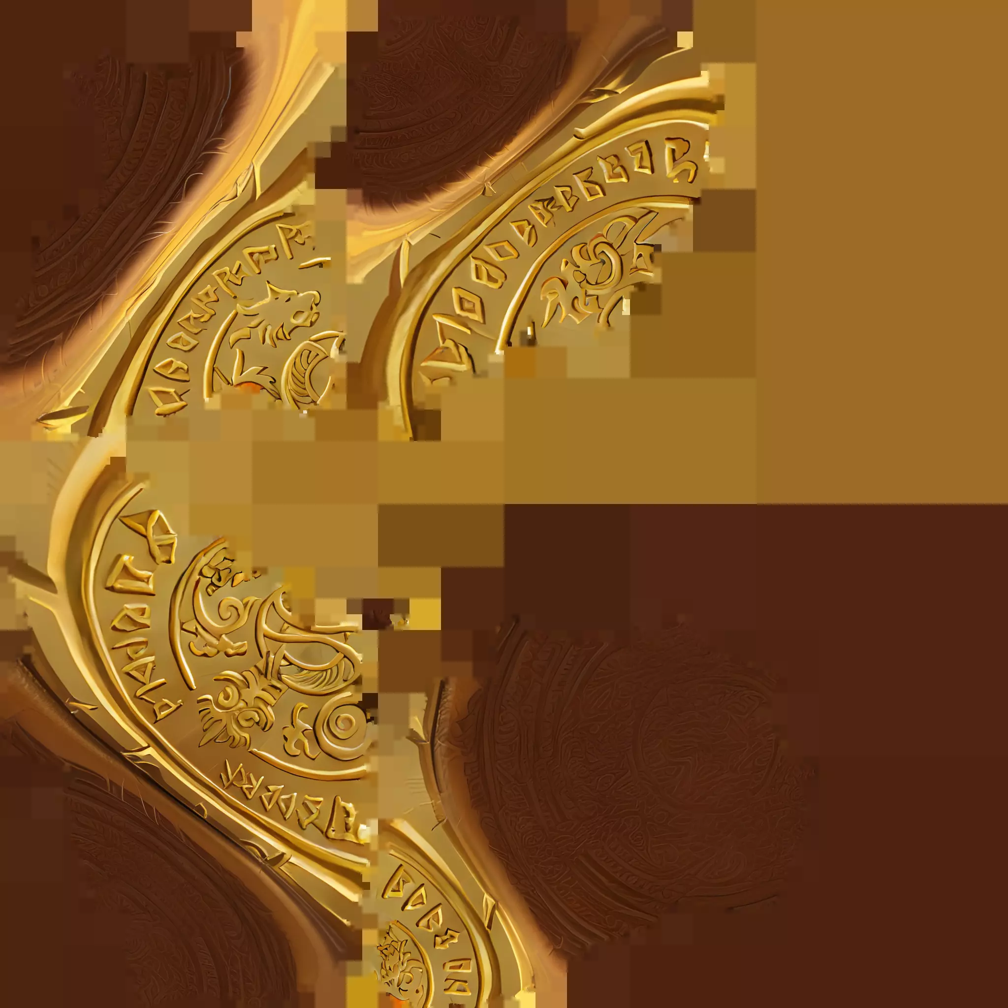 gold coin with mythic engravings 3D model_24