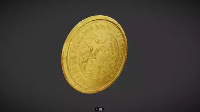gold coin with mythic engravings