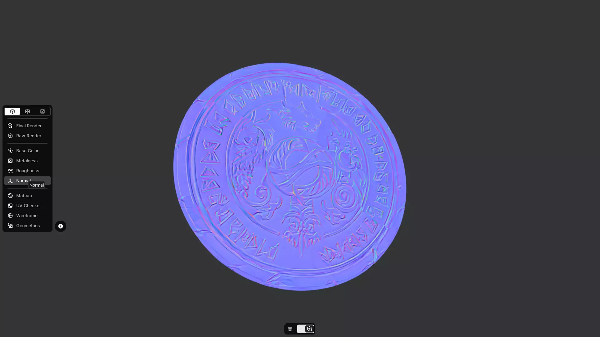 gold coin with mythic engravings 3D model_3