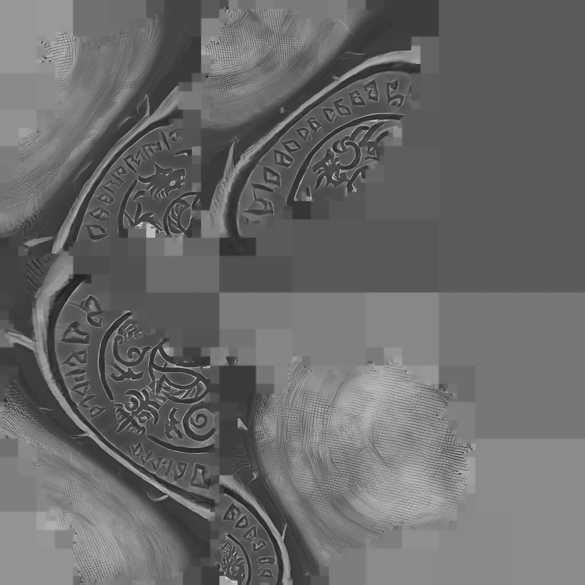 gold coin with mythic engravings 3D model_34