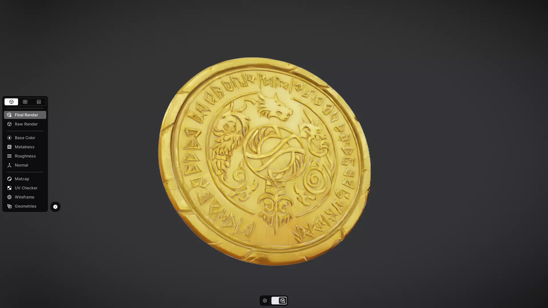 gold coin with mythic engravings 3D model_20