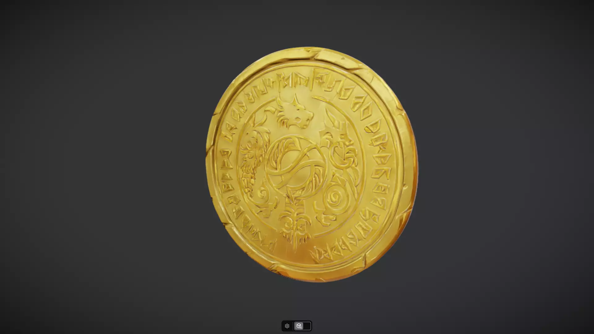 gold coin with mythic engravings 3D model_23