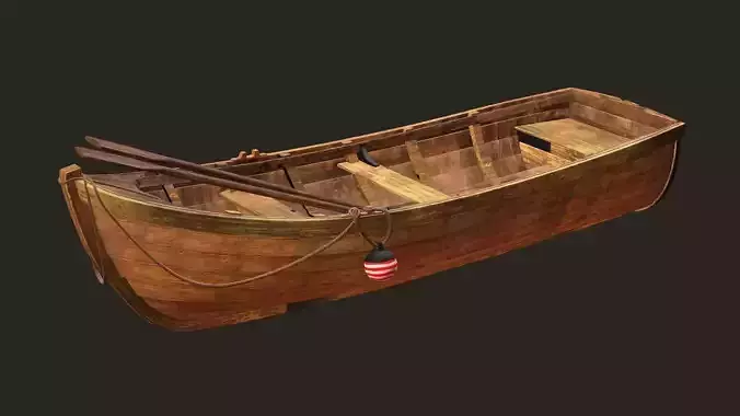 Wooden Boat 02 Low Poly 3D Model
