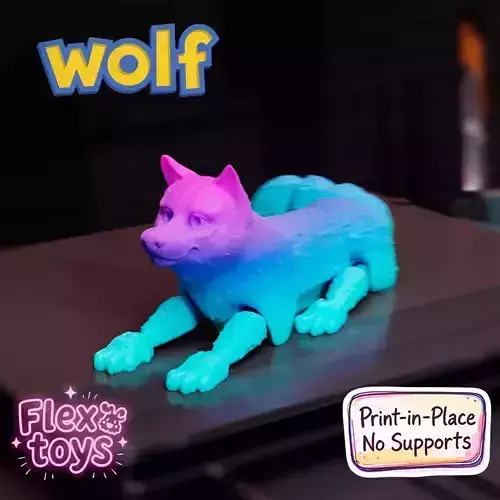  Flexi Wolf Articulated Print-in-Place Animal Toy