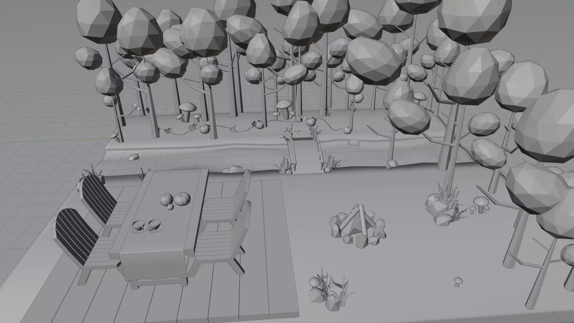 Autumn Low Poly Nature Scene Low-poly 3D model_8