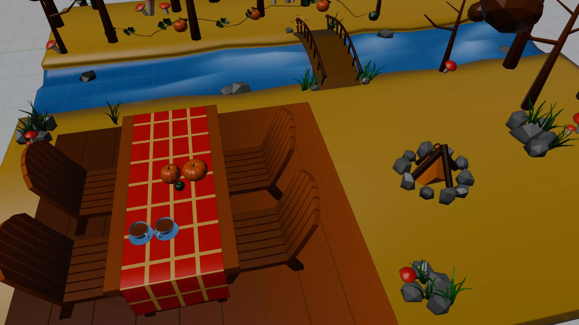 Autumn Low Poly Nature Scene Low-poly 3D model_11