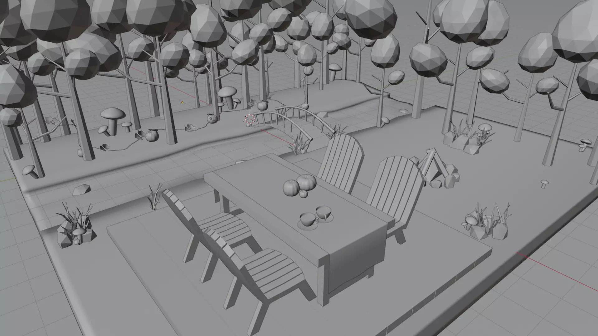 Autumn Low Poly Nature Scene Low-poly 3D model_7