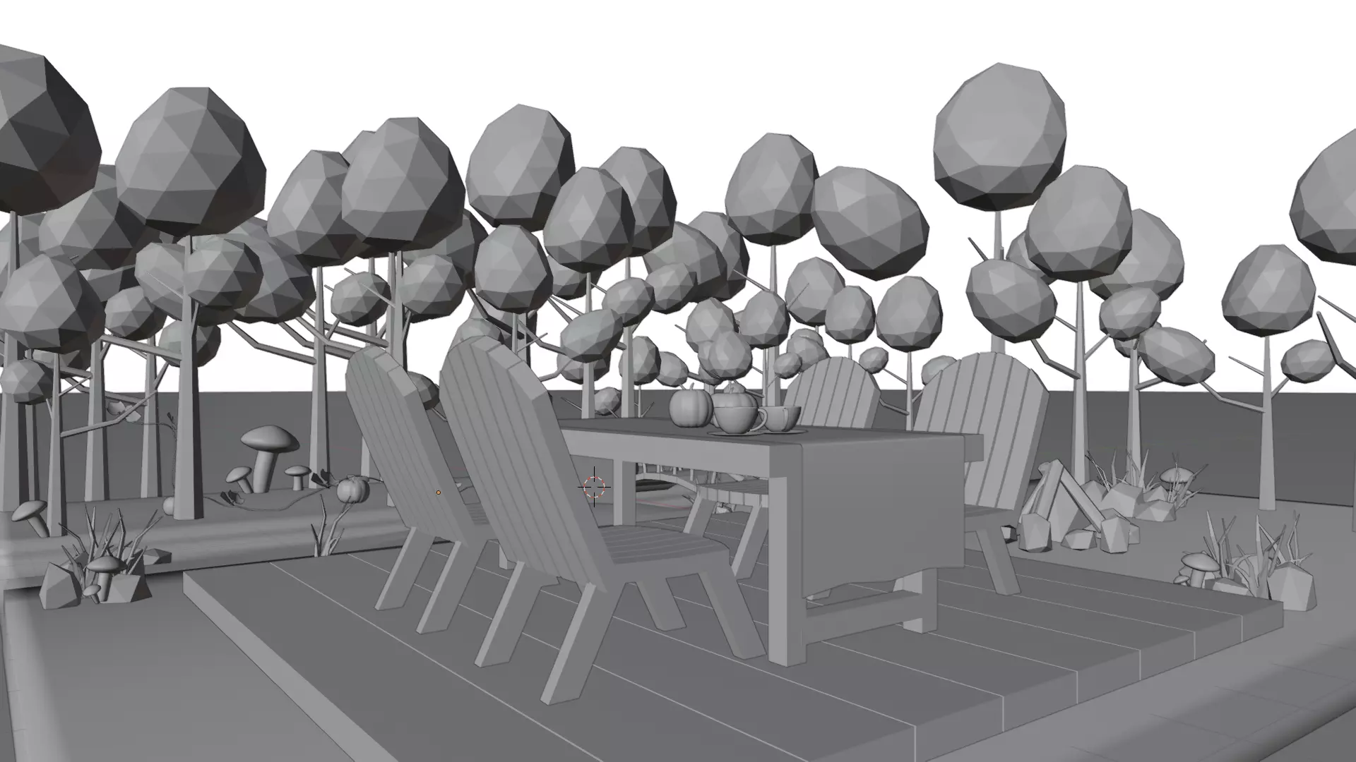 Autumn Low Poly Nature Scene Low-poly 3D model_4