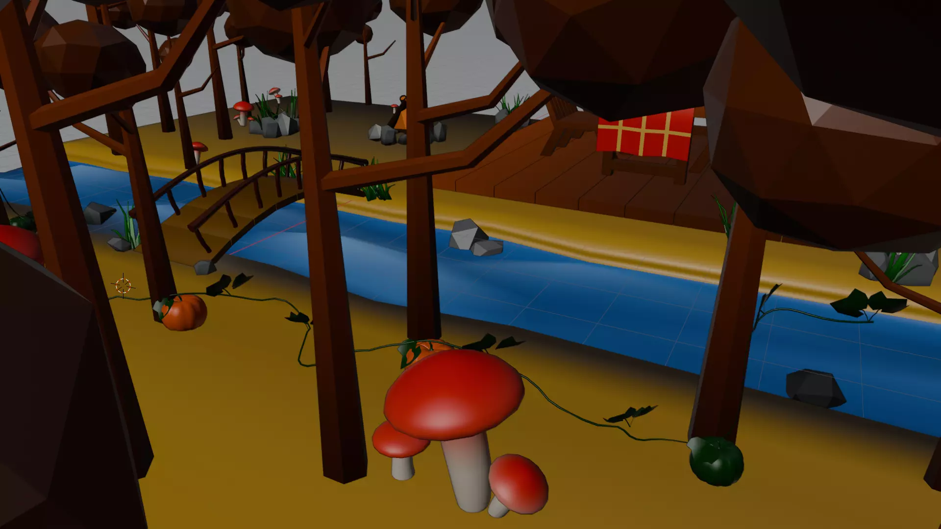 Autumn Low Poly Nature Scene Low-poly 3D model_6