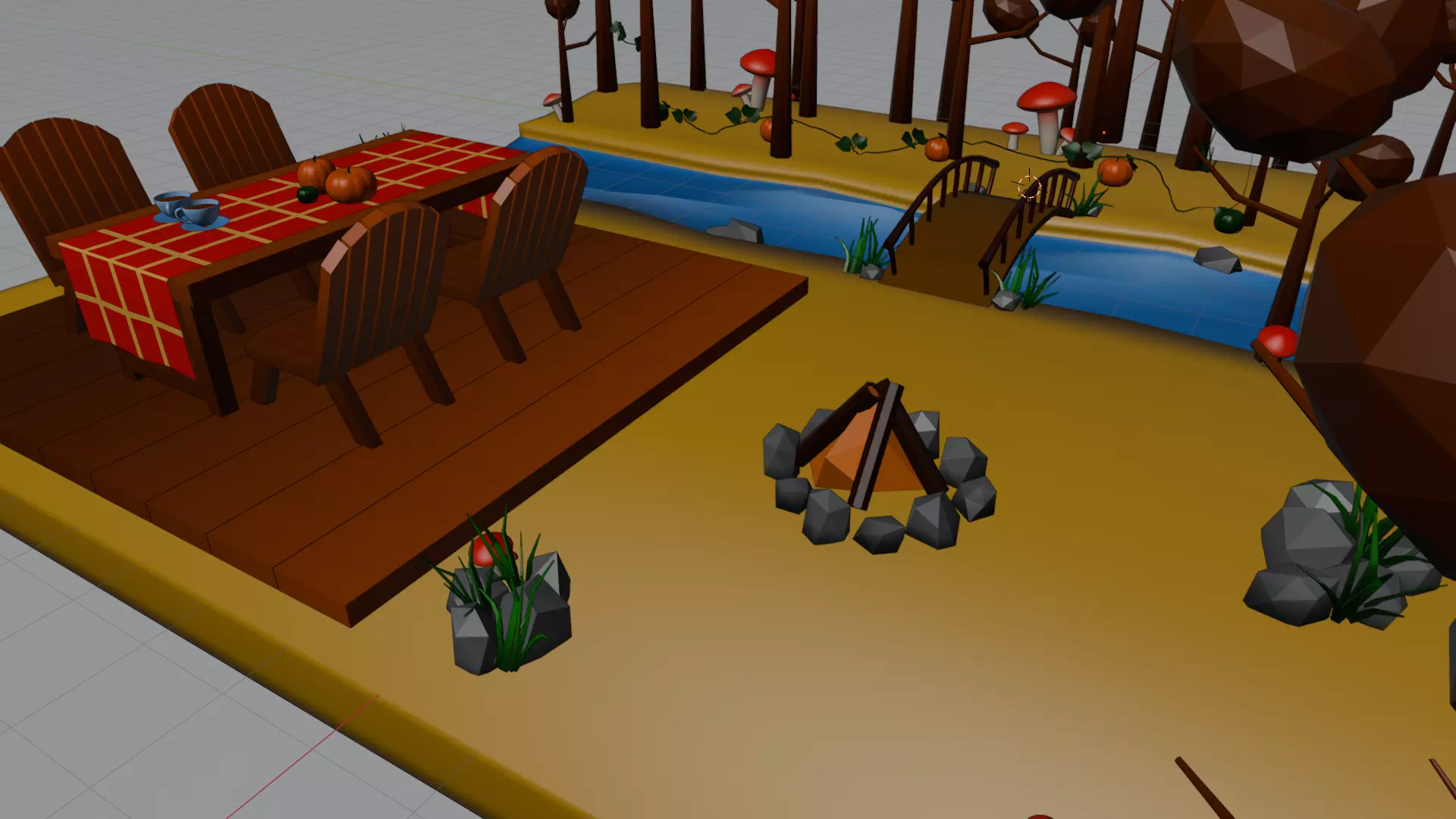 Autumn Low Poly Nature Scene Low-poly 3D model_15