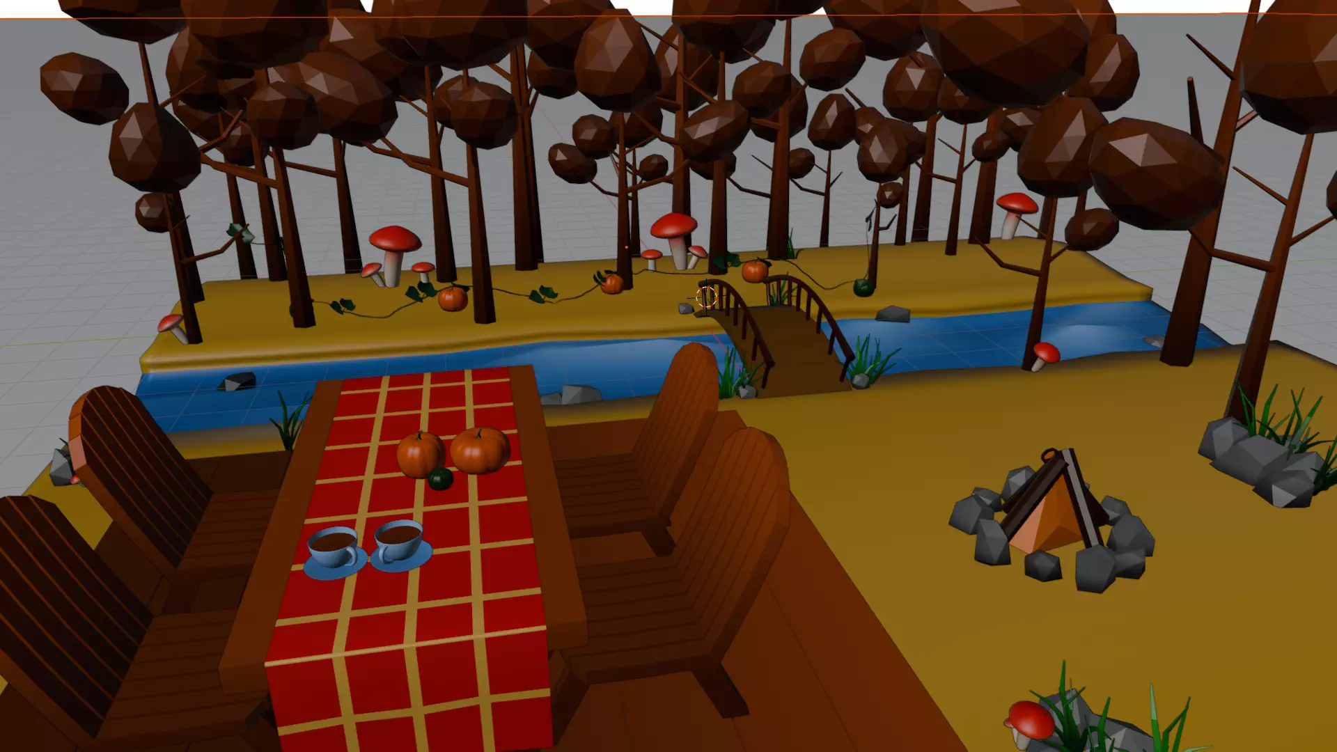 Autumn Low Poly Nature Scene Low-poly 3D model_17