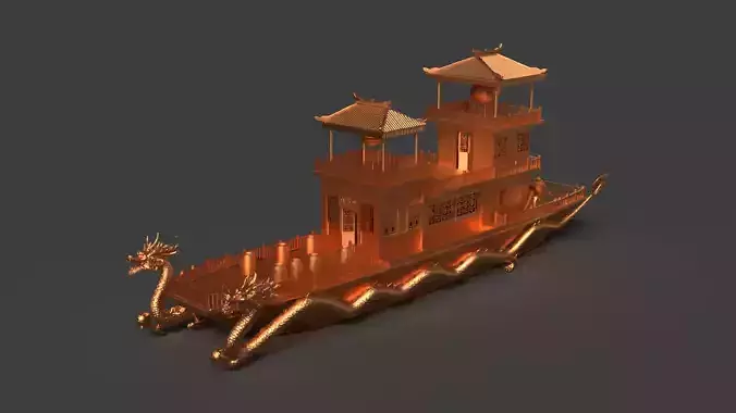 Chinese golden dragon  house boat  