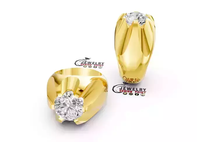 Custom Vintage Single Diamond Ring - Signate Soliter  Ring