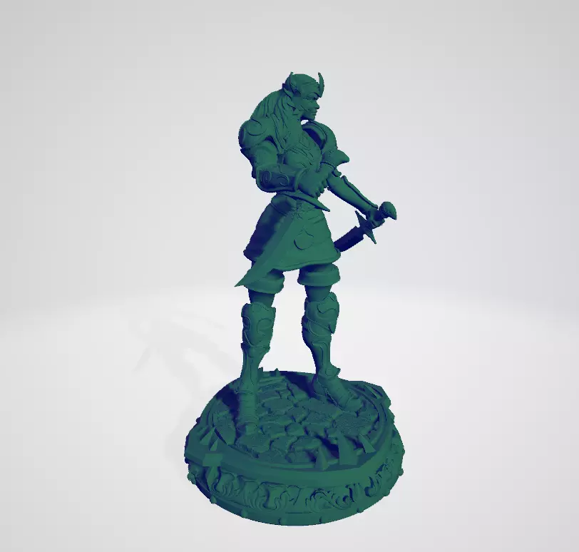 Female Human Fighter with Two Swords 3D Model 3D print model_4