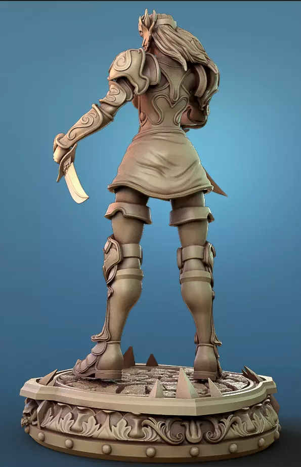 Female Human Fighter with Two Swords 3D Model 3D print model_2