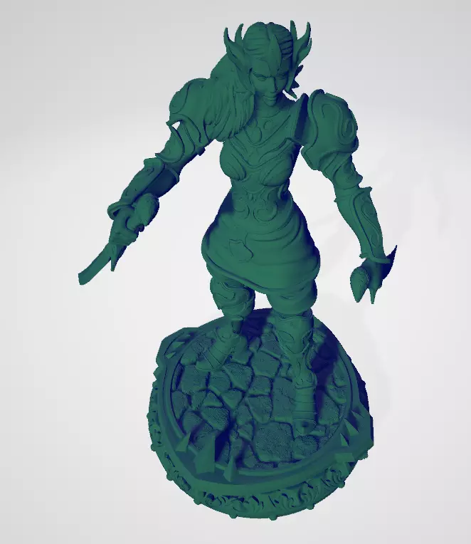 Female Human Fighter with Two Swords 3D Model 3D print model_3