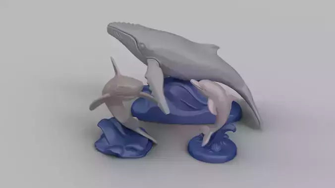 Marine Animal Set Dolphin Whale Shark