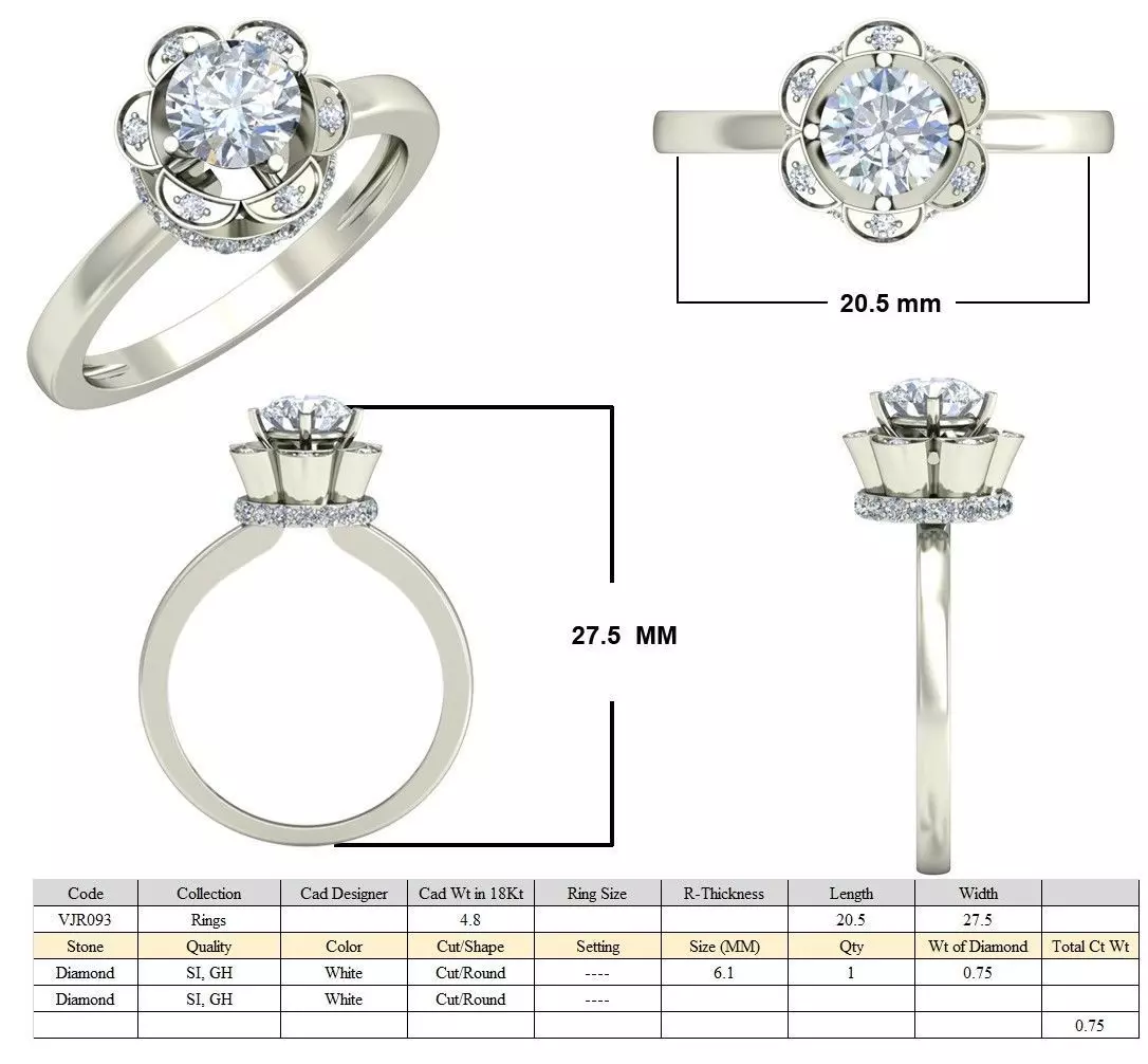 Women Ring Render 3dm STL OBJ FBX Details 3D print model_5