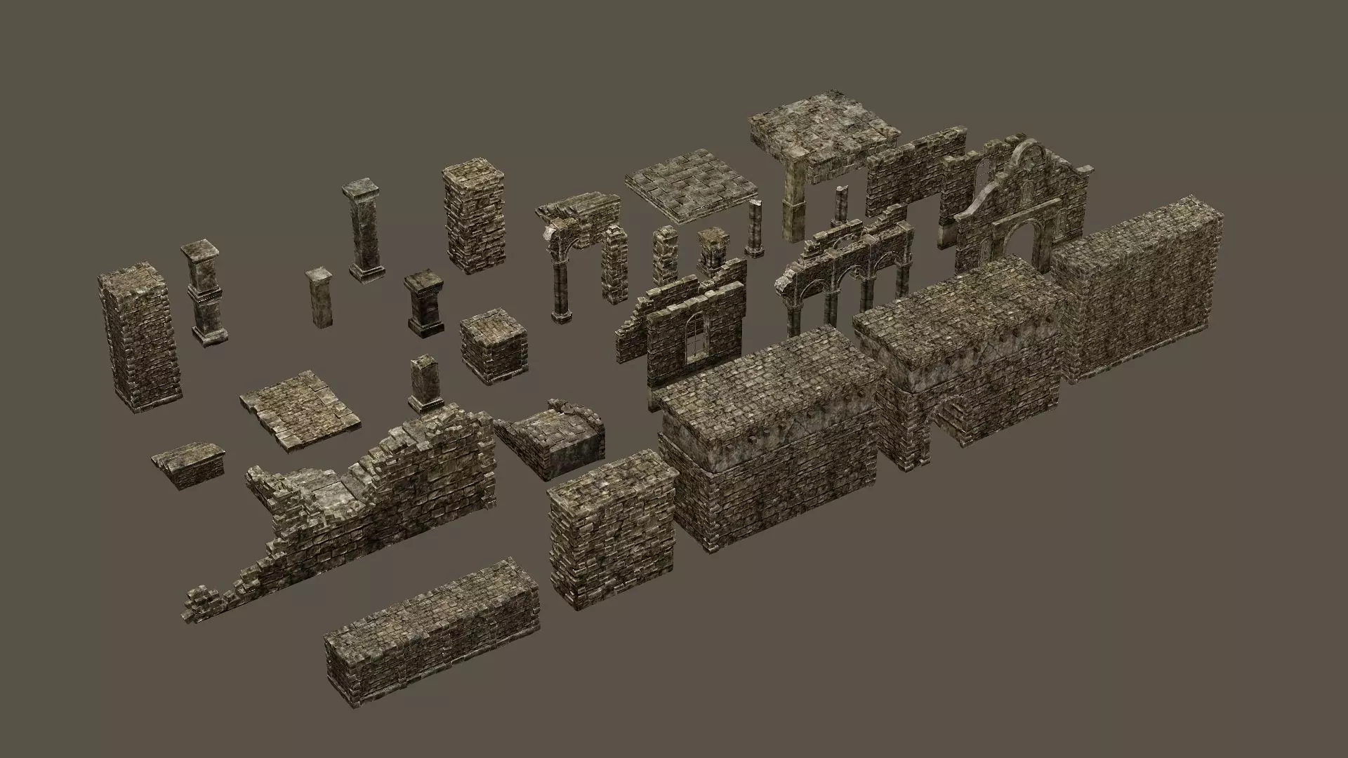 Old Building House Ruins Pack C 3D Model Collection Low-poly 3D model_7