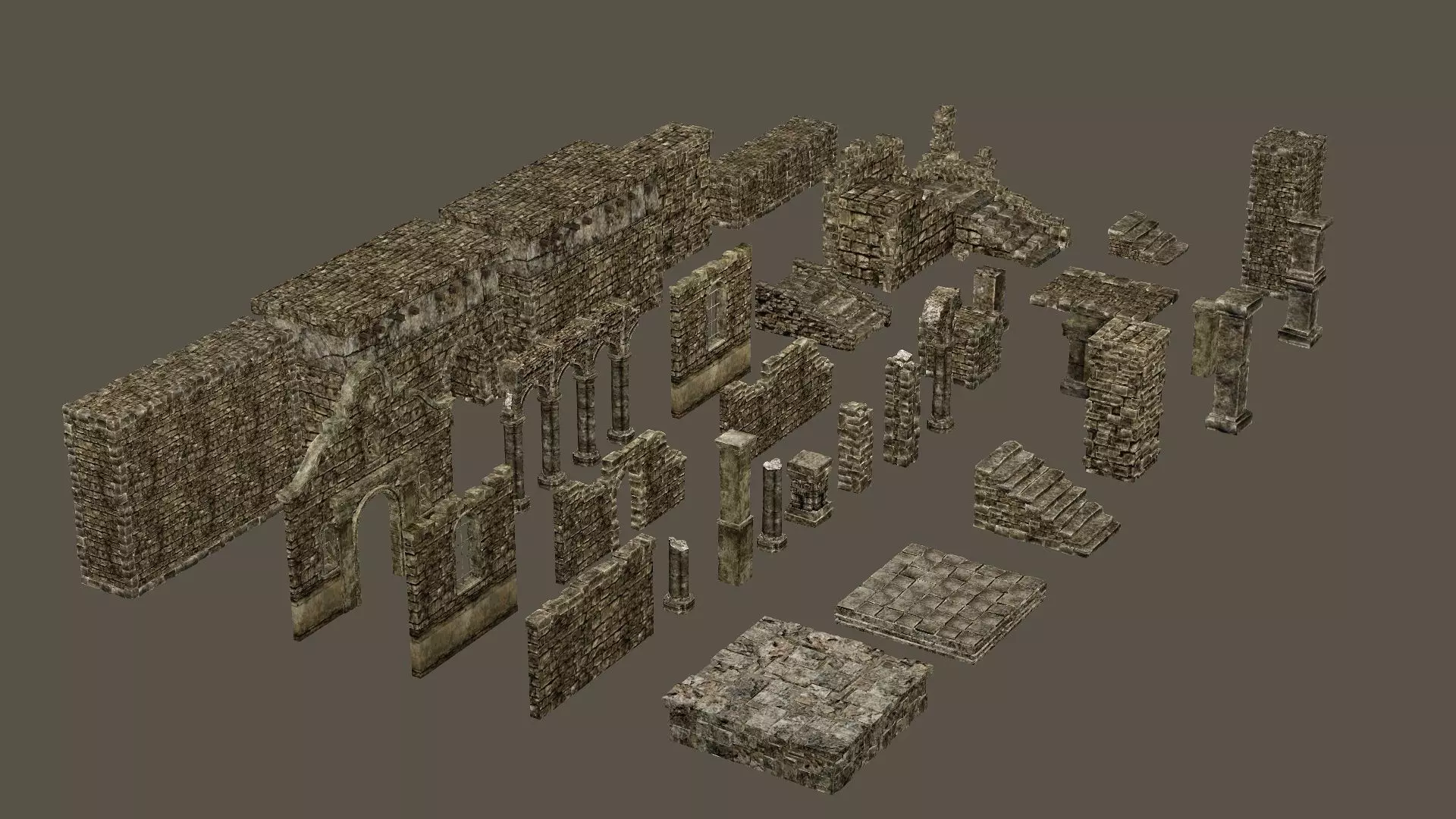 Old Building House Ruins Pack C 3D Model Collection Low-poly 3D model_1