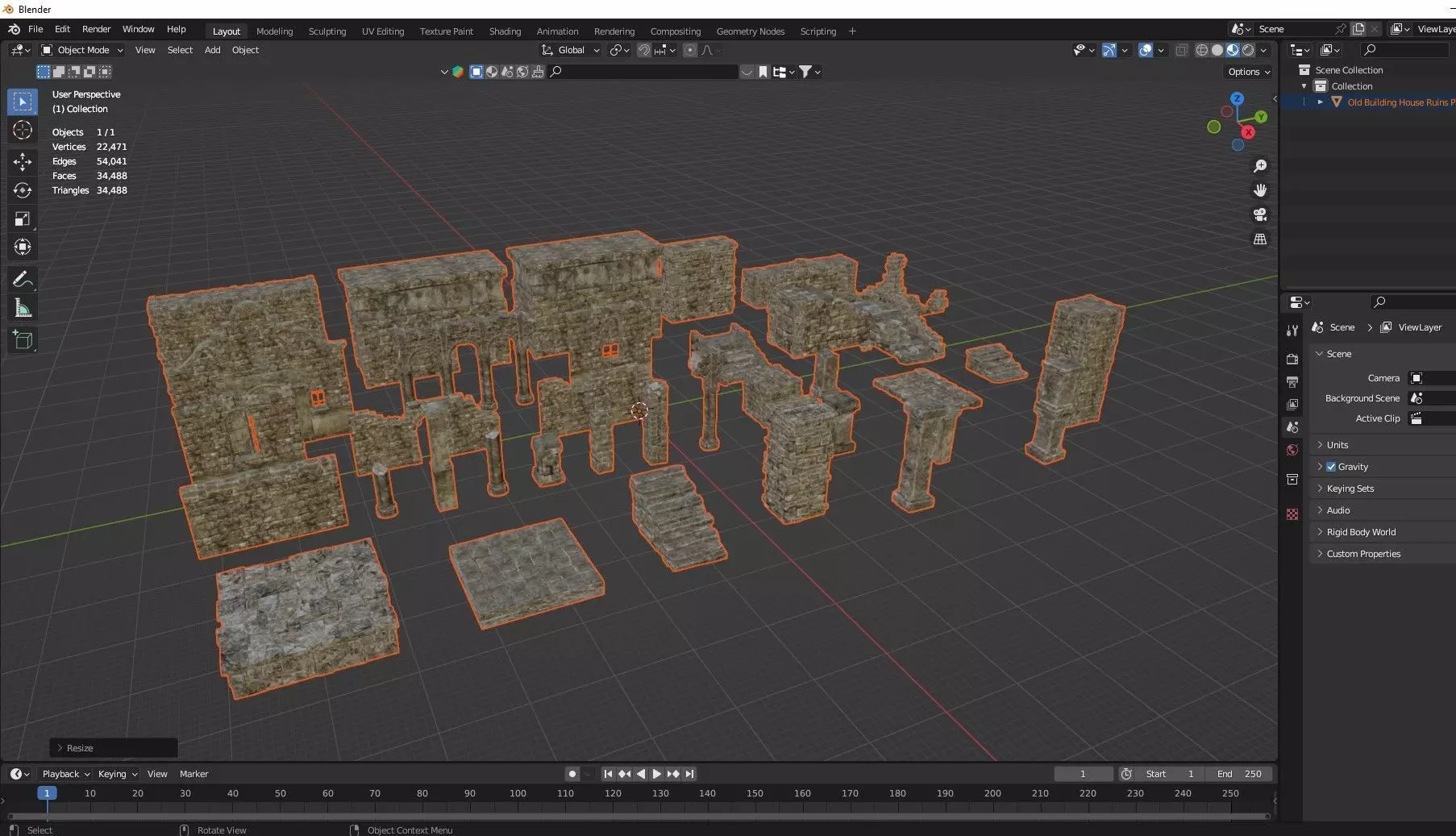Old Building House Ruins Pack C 3D Model Collection Low-poly 3D model_24