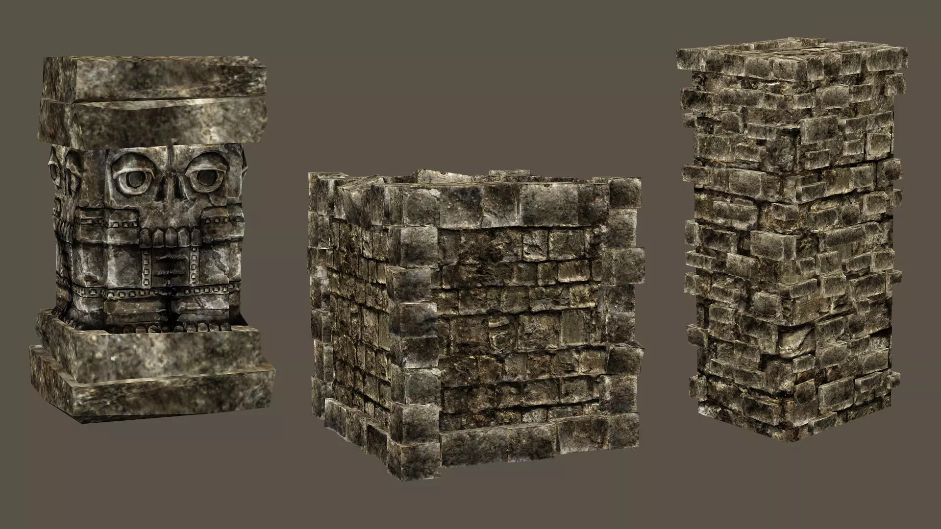 Old Building House Ruins Pack C 3D Model Collection Low-poly 3D model_21