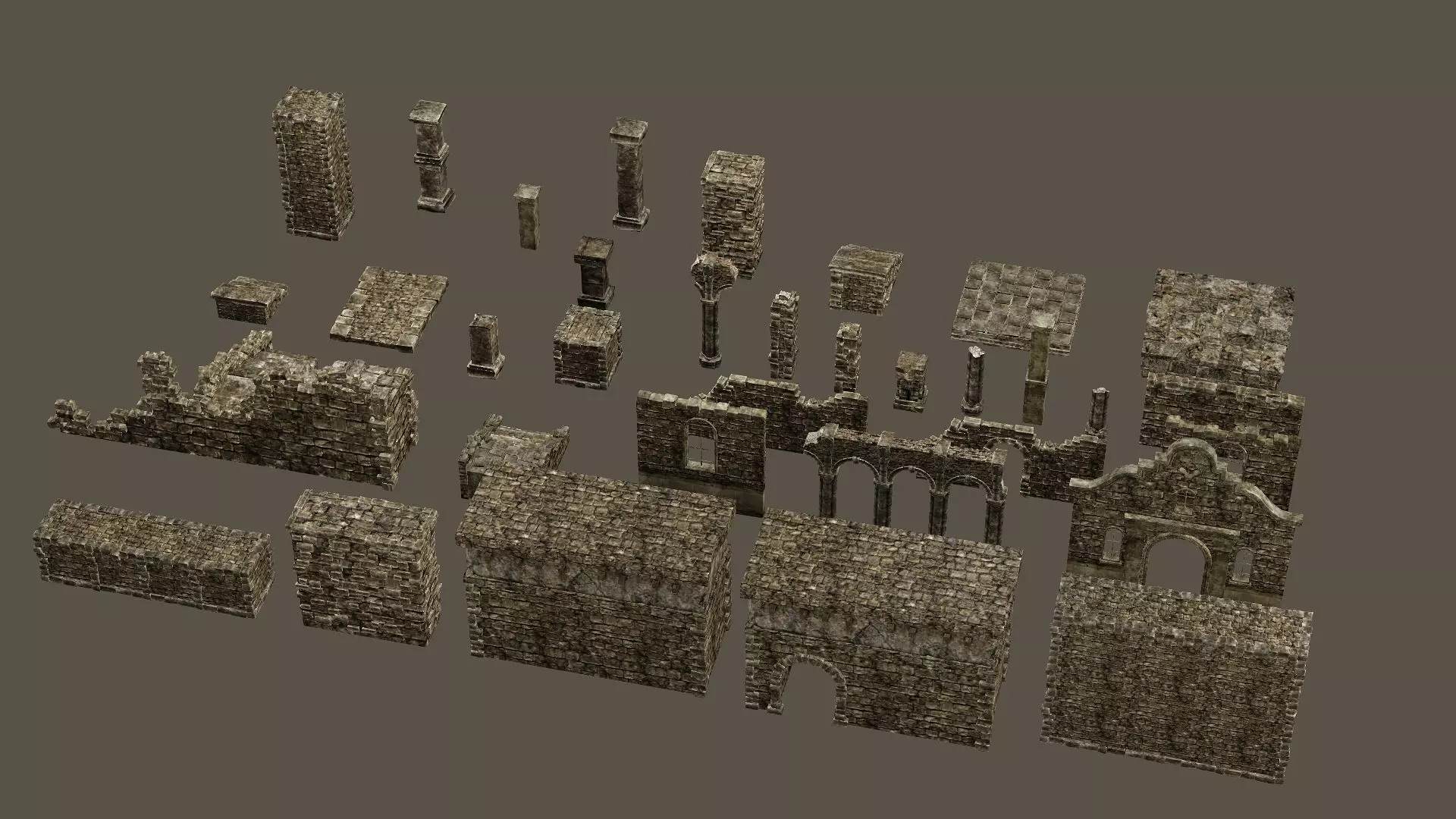 Old Building House Ruins Pack C 3D Model Collection Low-poly 3D model_3