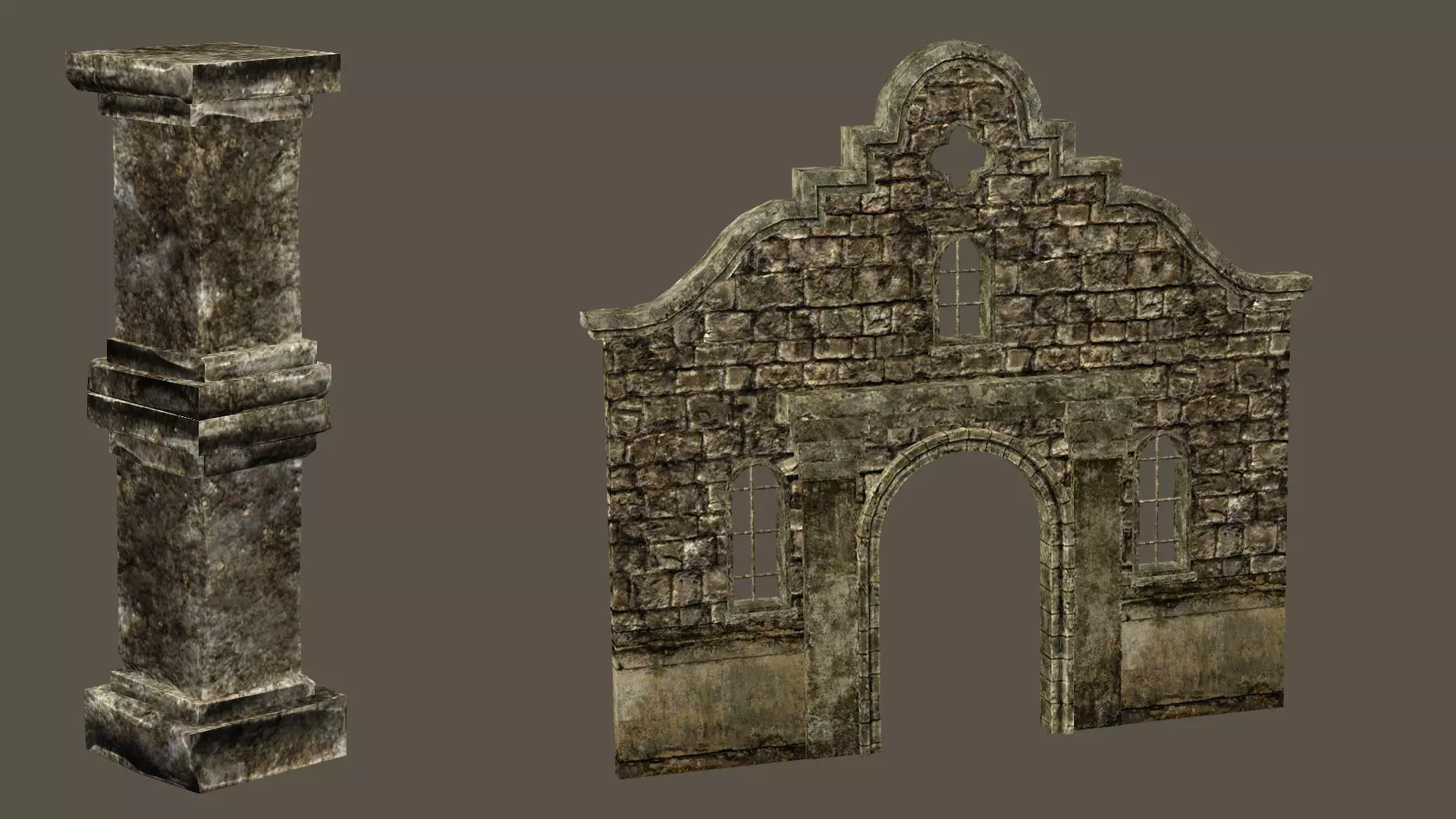 Old Building House Ruins Pack C 3D Model Collection Low-poly 3D model_18