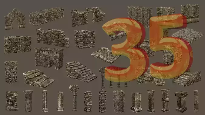 Old Building House Ruins Pack C 3D Model Collection Low-poly 3D model Old Building House Ruins Pack C 3D Model Collection Low-poly 3D model