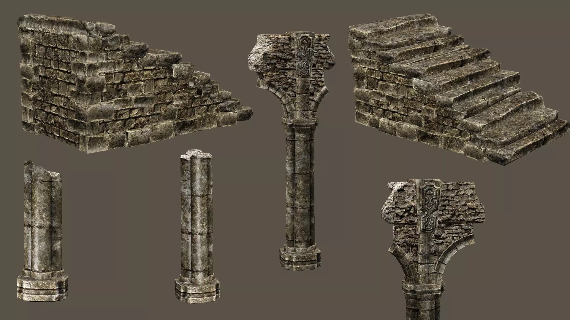 Old Building House Ruins Pack C 3D Model Collection Low-poly 3D model_8