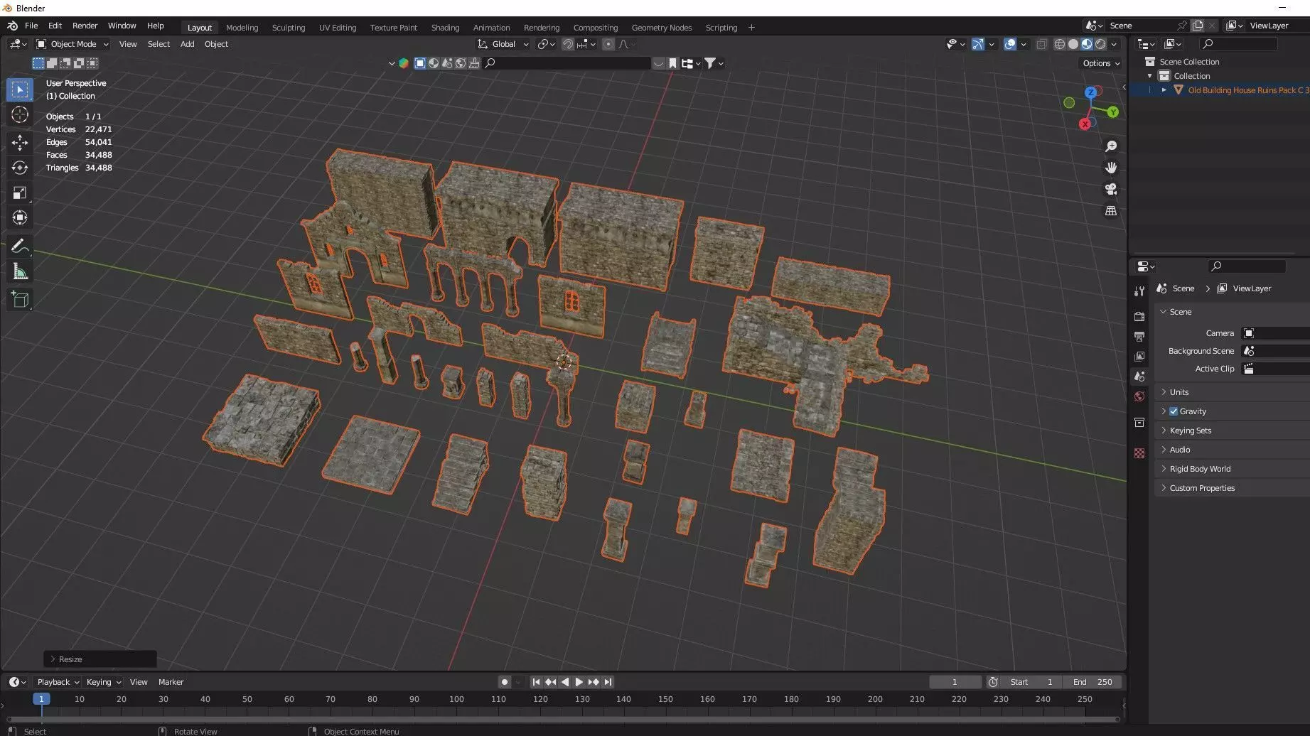 Old Building House Ruins Pack C 3D Model Collection Low-poly 3D model_23