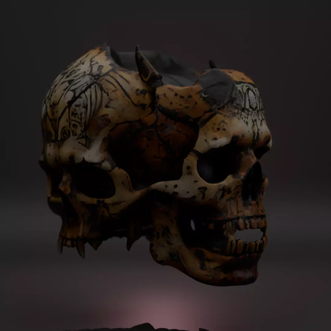 Ancient and Demonic Skull Props Pack 7 Fantasy Skulls PBR Low-poly 3D model_8
