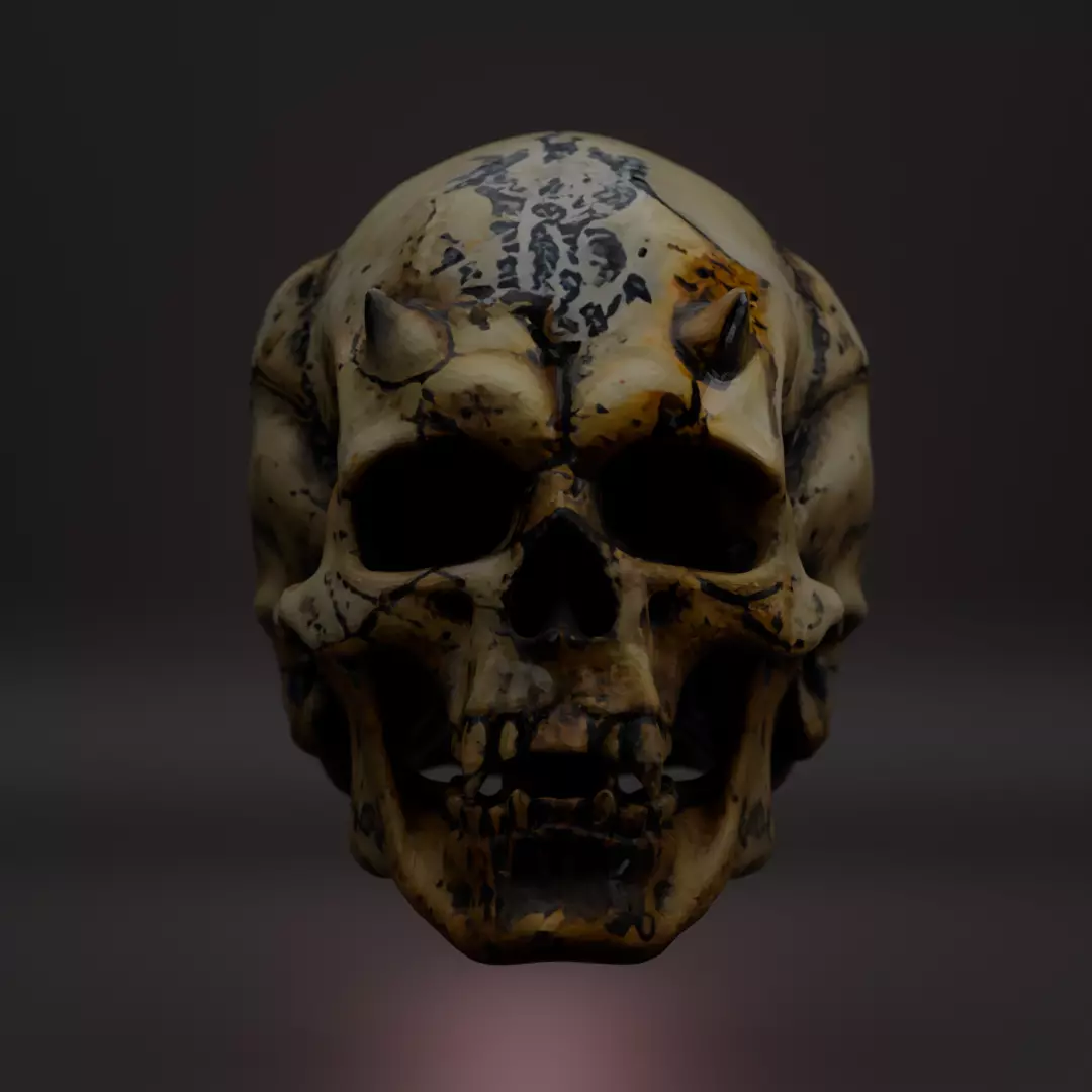 Ancient and Demonic Skull Props Pack 7 Fantasy Skulls PBR Low-poly 3D model_4