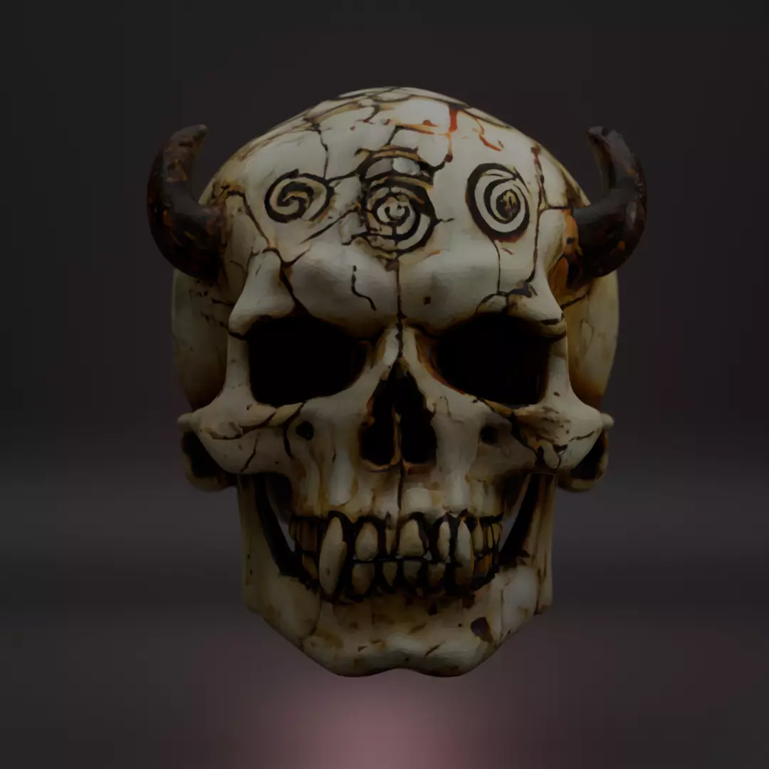 Ancient and Demonic Skull Props Pack 7 Fantasy Skulls PBR Low-poly 3D model_5