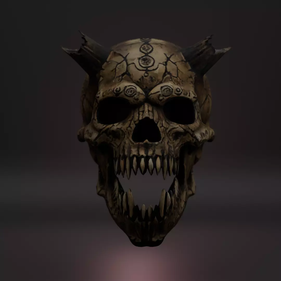 Ancient and Demonic Skull Props Pack 7 Fantasy Skulls PBR Low-poly 3D model_3